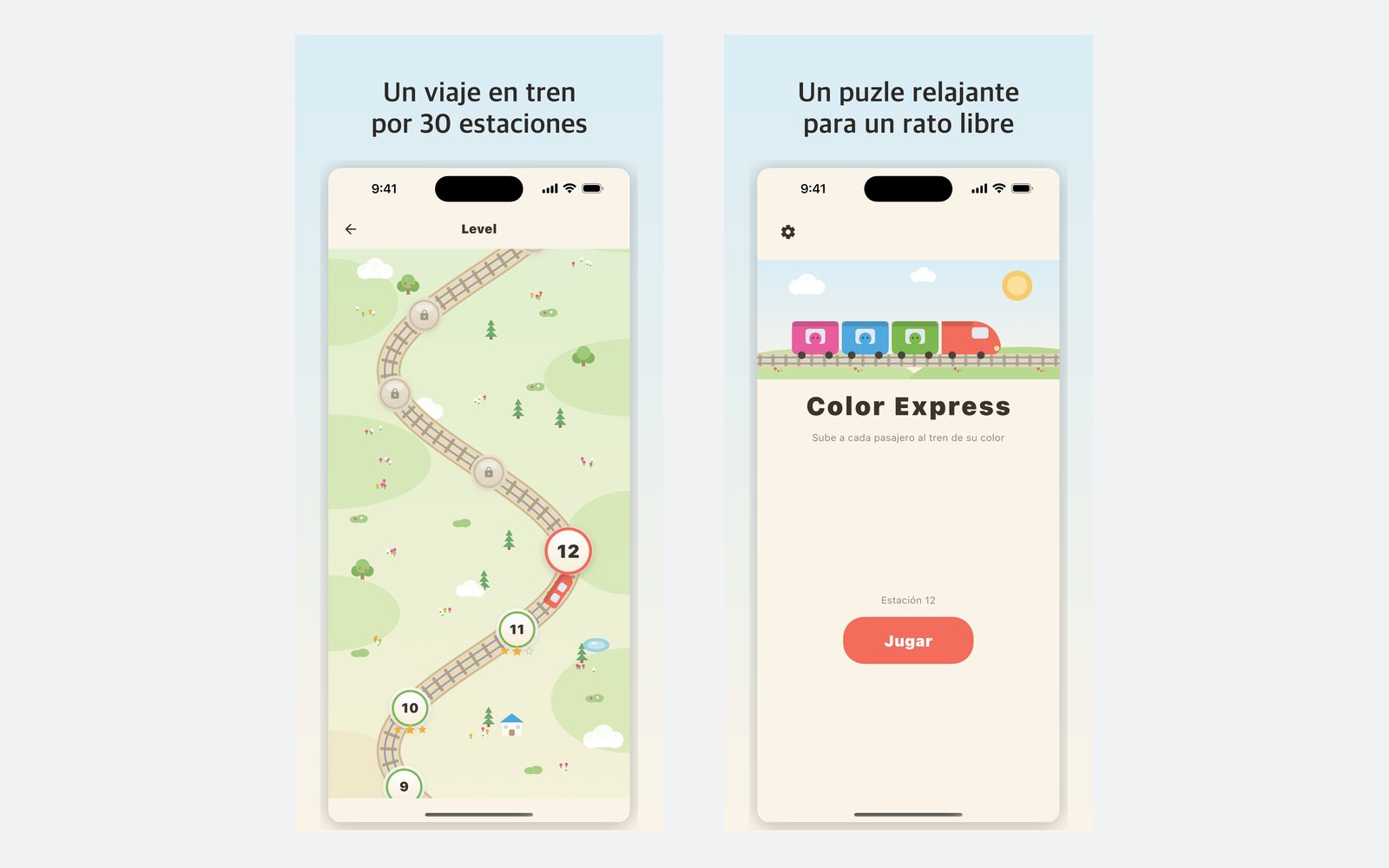 La línea de ferrocarril de niveles junto a la pantalla de título